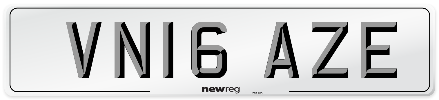 VN16 AZE Number Plate from New Reg